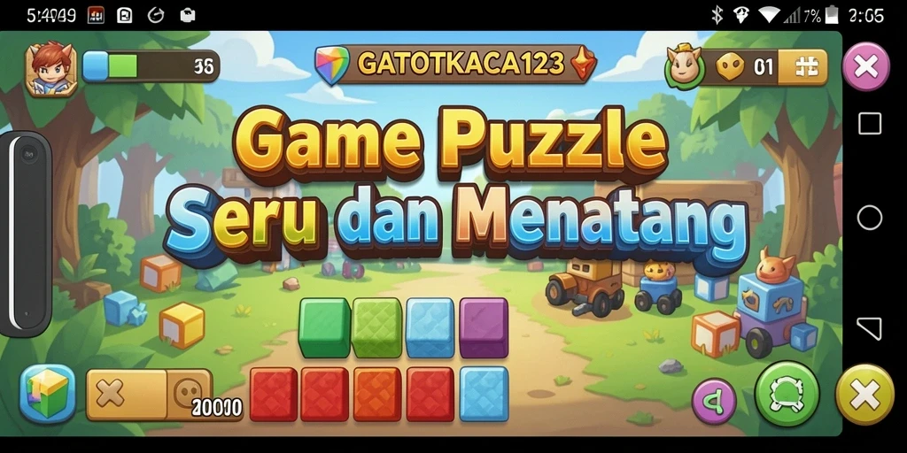 Tampilan gameplay GATOTKACA123 yang menantang dan penuh warna.