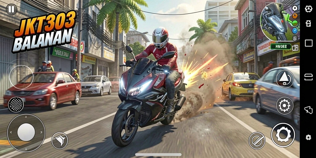 Gameplay seru dan mendebarkan dalam balapan motor.