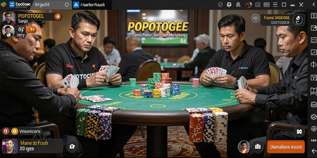 Tampilan menarik dari gameplay poker di POPOTOGEL.
