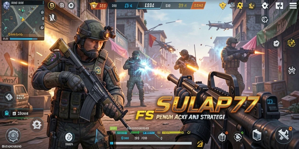 Screenshot gameplay SULAP777 menunjukkan aksi tembak menembak yang mendebarkan.