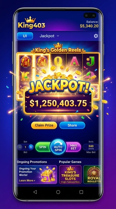 Screenshot aplikasi king403 yang menunjukkan berbagai kategori aplikasi.